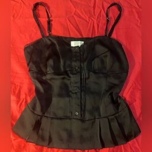 LOFT Elegant Black Top Going out top sexy goth alternative textured shiny club